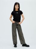 Black Ribbed Logo Tee  Girls