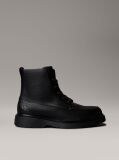Black Leather Zip Lace-Up Boots  Men