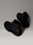 Black Leather Zip Lace-Up Boots  Men