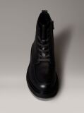 Black Leather Zip Lace-Up Boots  Men