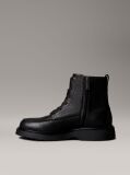Black Leather Zip Lace-Up Boots  Men