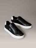 Black Leather Signature Logo Trainers  Men