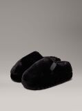 Black Faux Fur Slippers  Women