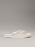 Beige Metallic Square Toe Flip Flops  Women