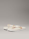 Beige Metallic Square Toe Flip Flops  Women