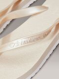 Beige Metallic Square Toe Flip Flops  Women