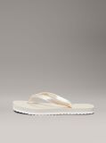 Beige Metallic Square Toe Flip Flops  Women