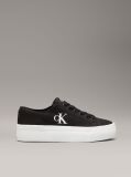 Black Canvas Platform Trainers  Women