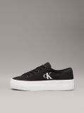 Black Canvas Platform Trainers  Women