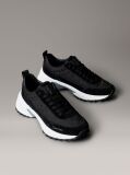 Black Suede and Emblem Logo Nylon Trainers  Women