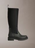 Black Tall Heeled Flexible Lug Sole Rainboots  Women