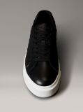Black Leather Emblem Logo Trainers  Women