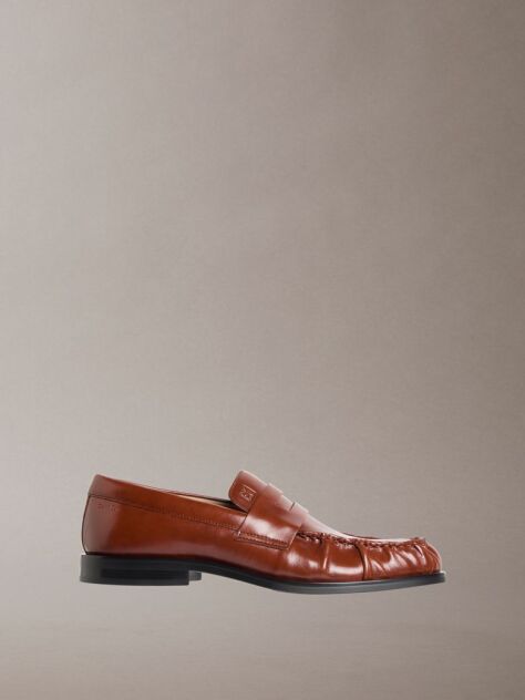 Brown Moses - Leather Pleated Penny Loafers  Men