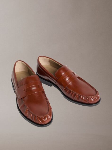 Brown Moses - Leather Pleated Penny Loafers  Men