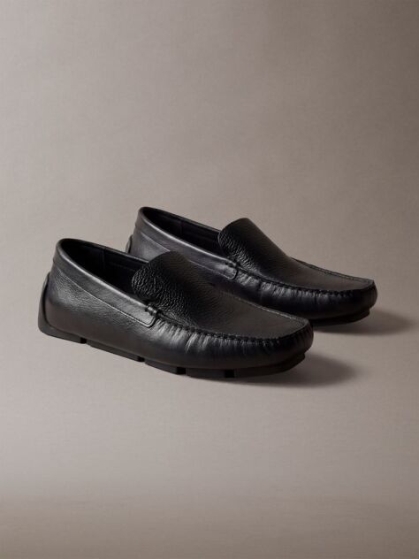 Black Leather Driving Loafer  Men