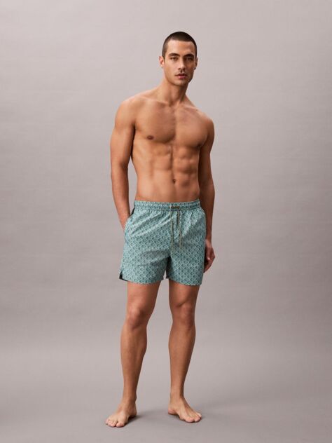 Green Solid Swim Shorts  Men