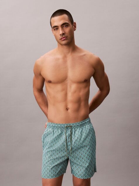 Green Solid Swim Shorts  Men