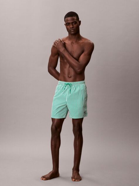 Green Medium Drawstring Swim Shorts - CK Monogram  Men