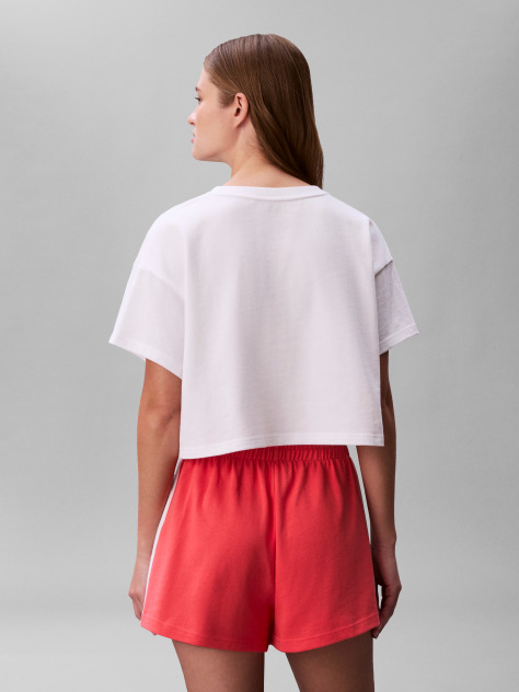 Λευκό Crop T-Shirt Παραλίας  Γυναίκα