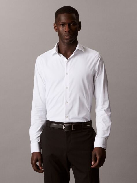 White Slim Fit Active Performance Shirt  Men