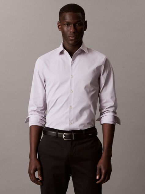 Purple Slim Fit Micro Dot Poplin Shirt  Men