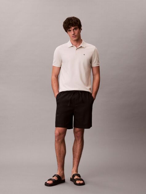 Beige Cotton Piqué Polo Shirt  Men