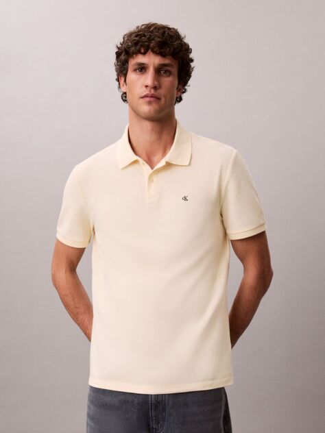 Beige Cotton Piqué Polo Shirt  Men