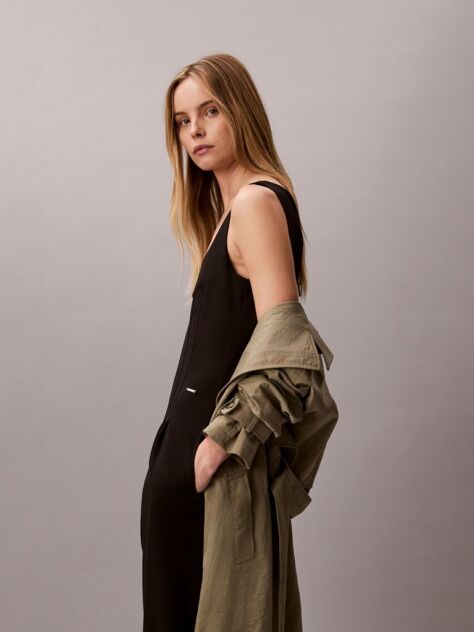 Black Scuba Crepe Sleeveless Jumpsuit  Women