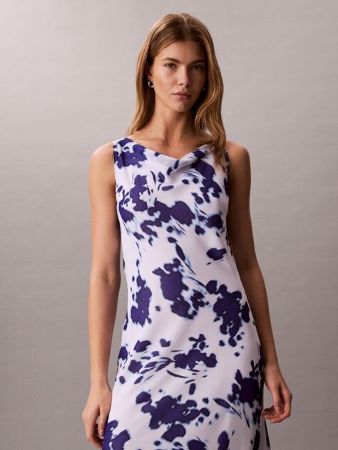 Multi Printed Chiffon Cowl Neck Maxi Dress  Women