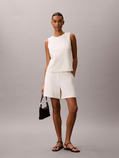 White Textured Sleeveless Top  Women