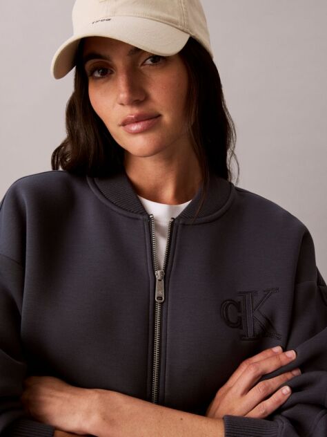 Blue Scuba Cropped Bomber Jacket  Women