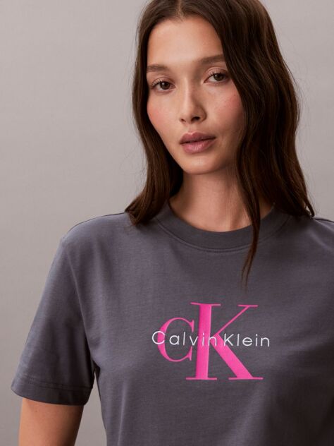 Γκρι T-Shirt Με Λογότυπο  Γυναίκα