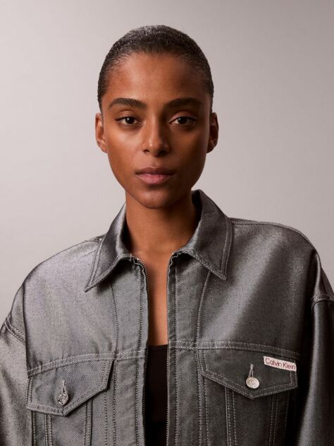Silver Denim Bomber Jacket  Women