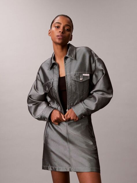 Silver Denim Bomber Jacket  Women