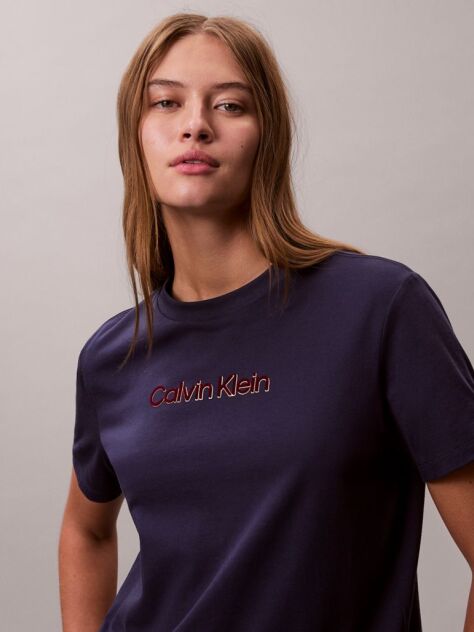 Blue Classic Foil Logo T-Shirt  Women