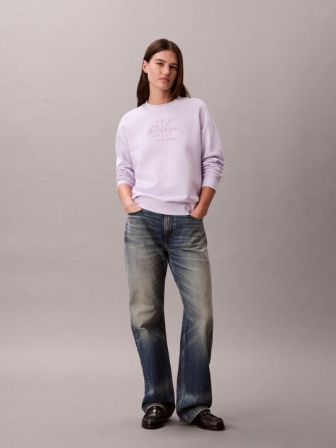 Purple Cotton Terry Monogram Sweatshirt  Women