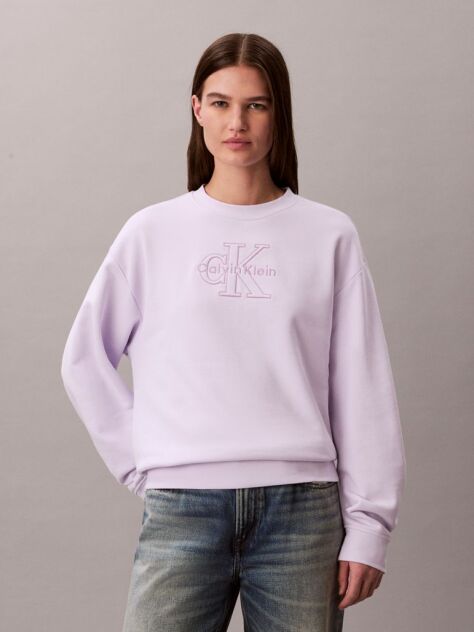 Purple Cotton Terry Monogram Sweatshirt  Women