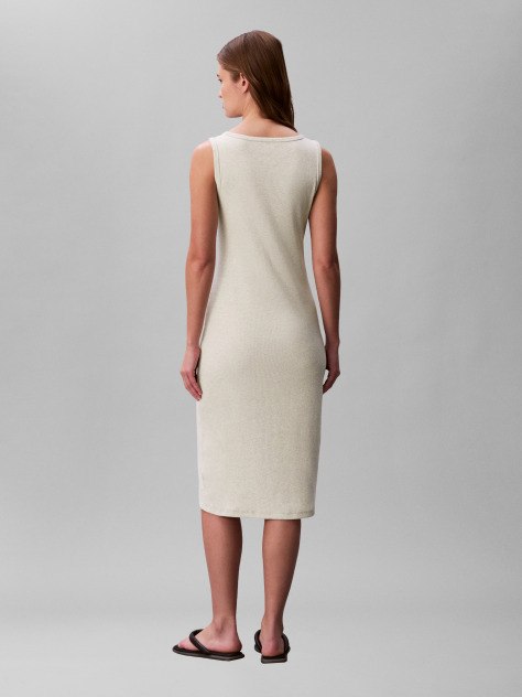 Grey Ribbed Sleeveless Midi Dress  Women