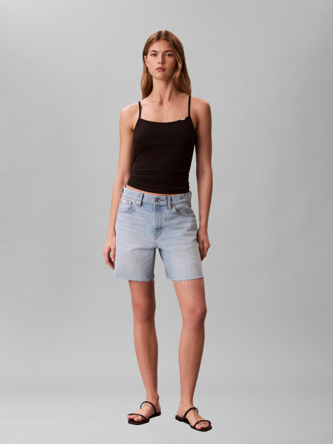 Black Slim Cotton Stretch Strap Cami  Women