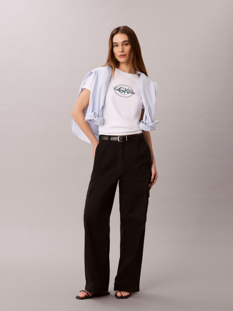 Black Relaxed Cotton Twill Cargo Pants  Women