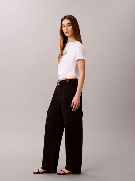 Black Relaxed Cotton Twill Cargo Pants  Women