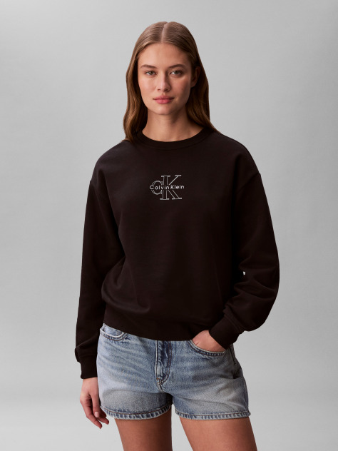 Black Metallic Monologo Sweatshirt  Women