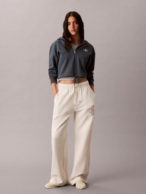 Blue Monologo Terry Cropped Hoodie  Women