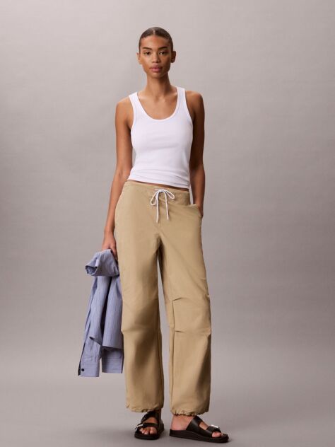 Brown Relaxed Soft Nylon Trousers  Women