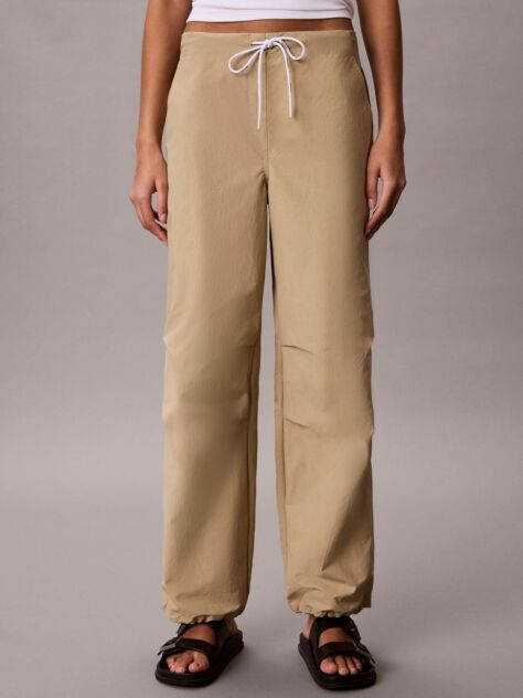 Brown Relaxed Soft Nylon Trousers  Women