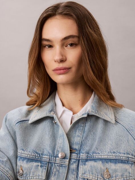 Denim Boxy Logo Tape Denim Jacket  Women