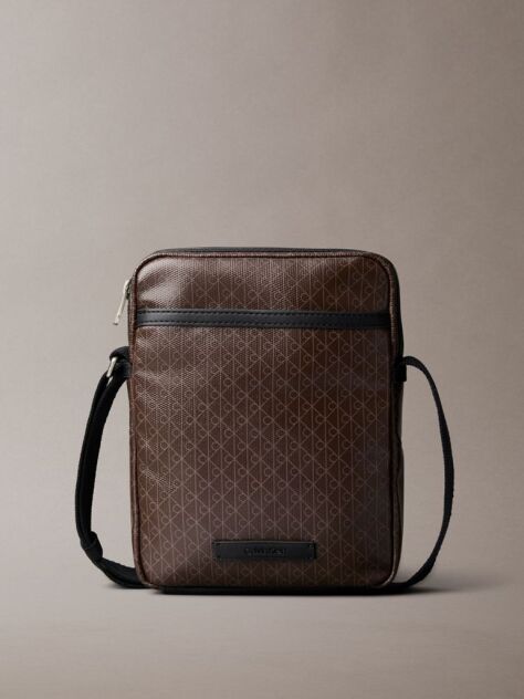 Brown Allover Emblem Logo Reporter Bag  Men