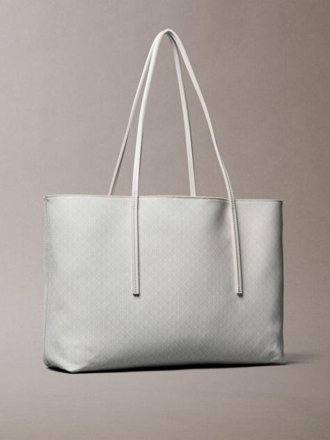 White Allover Monogram Logo Tote Bag with Pouch  Women