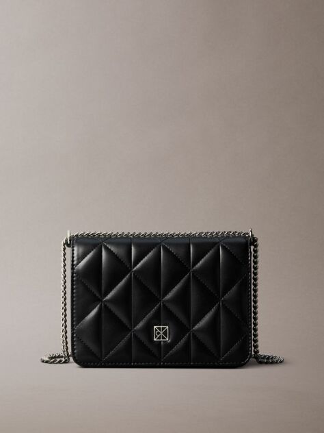 Black Quilted Emblem Logo Mini Bag  Women