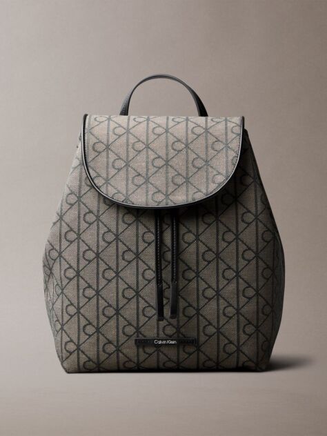 Multi Emblem Logo Jacquard Flap Backpack  Women